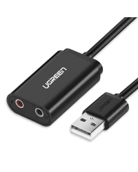 Ugreen USB external sound audio card 3,5 mm mini jack 15cm black (30724)