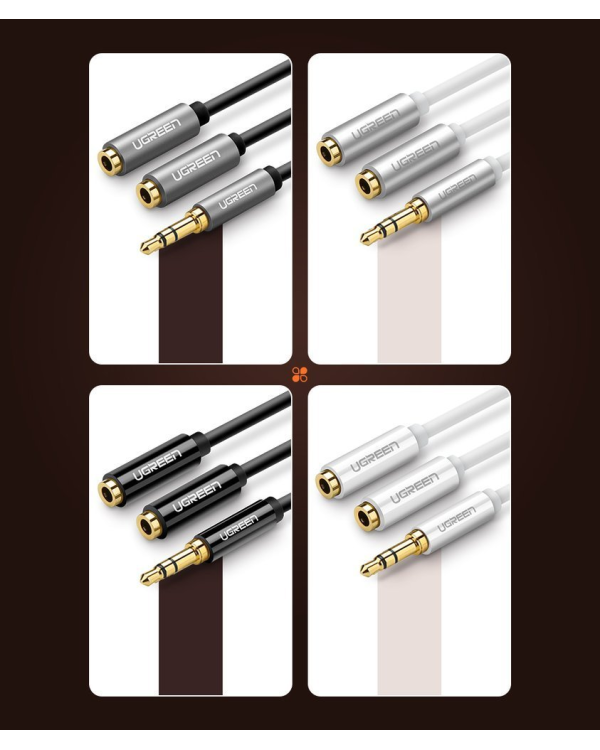 Дополнительное изображение книги «Ugreen cable 3.5 mm headphone splitter mini jack AUX 25cm black (20816)»
