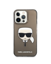 KLHCP13LKHTUGLB Karl Lagerfeld TPU Full Glitter Karl Head Case for iPhone 13 Pro Black