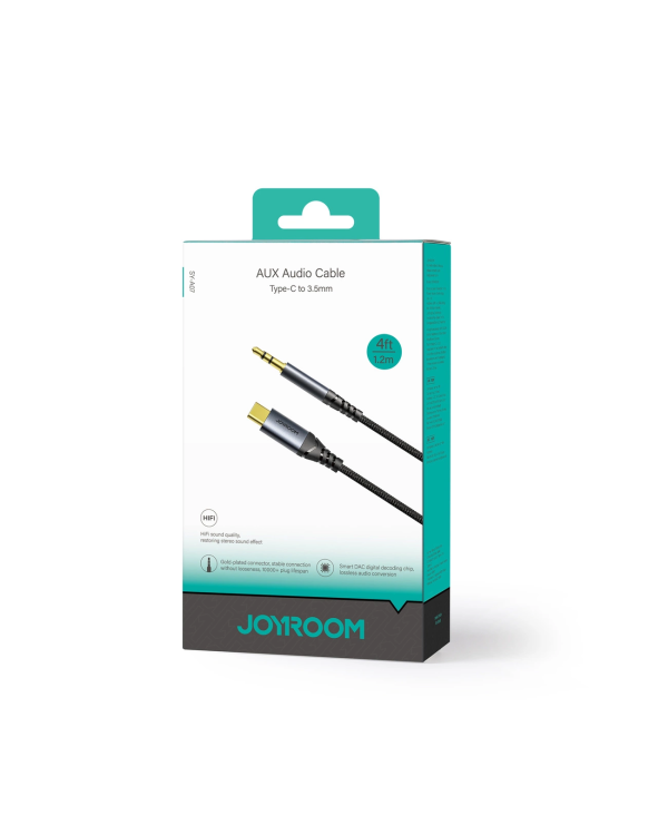 Joyroom стерео аудио кабель AUX 3,5 мм миниджек - USB-C для телефона 1,2 м черный (SY-A07)