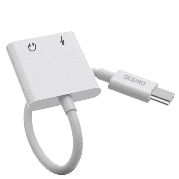 Dudao USB Type C - USB Type C / 3,5 mm mini jack headphone adapter audio and charging white (L13T white)