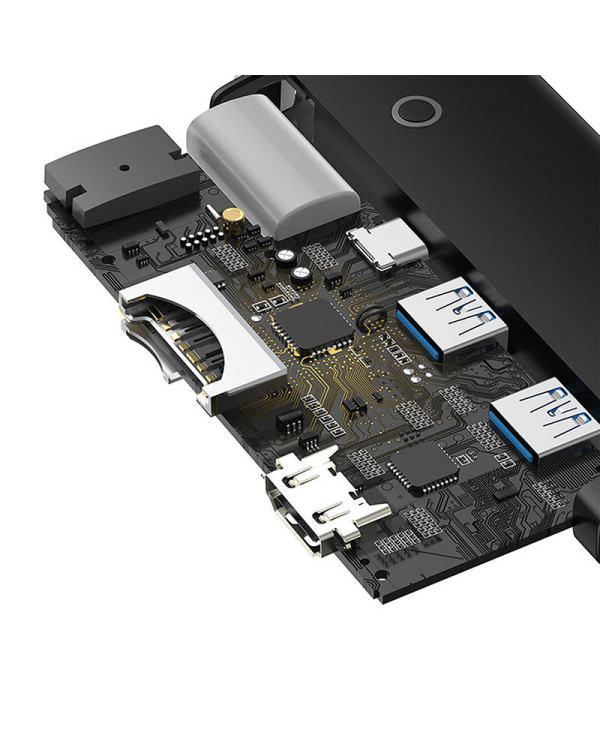 Хаб Baseus OS Lite 6-Port (Type-C to HDMI+USB3.0*2+PD+SD|TF) (черный