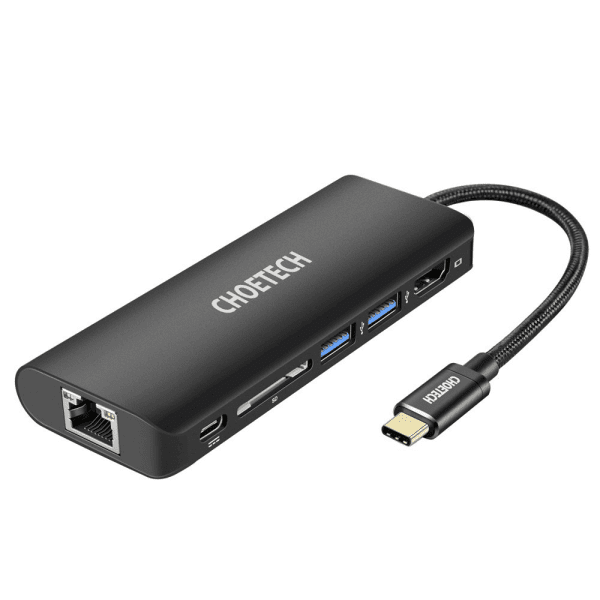 Обложка книги «Choetech docking station adapter hub USB Typ C 6in1 100W PD black (HUB-M05)»