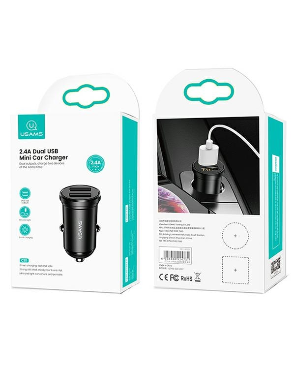 Дополнительное изображение книги «USAMS Ład. sam. 2xUSB 2,4A Mini czarny|black CC114TC01 (US-CC114)»