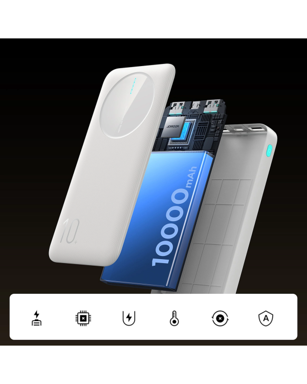 Powerbank Joyroom JR-PBF12|10000mAh|2.4A 2x USB-A|1x USB-C|белый
