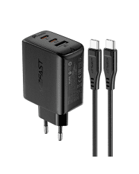 Acefast 2in1 charger 2x USB Type C / USB 65W, PD, QC 3.0, AFC, FCP (set with cable) black (A13 black)