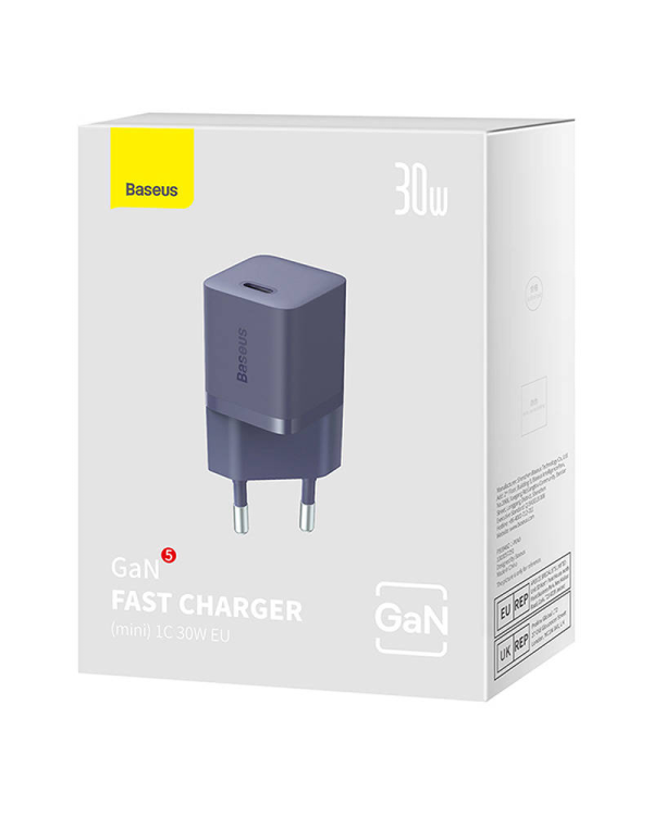 Мини настенное зарядное устройство Baseus GaN5 30W (фиолетовый)