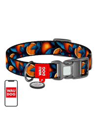 Нейлоновый ошейник для собак Waudog "Oranges" с QR-кодом, размер M