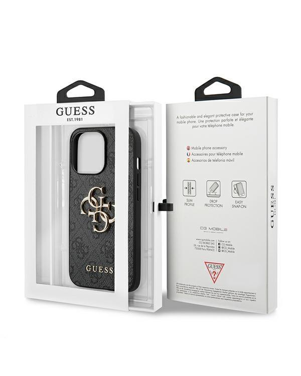 Guess GUHCP13X4GMGGR iPhone 13 Pro Max 6.7" серый жесткий чехол 4G Большой металлический логотип