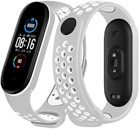 Fusion dots ремешок для часов Xiaomi Mi Band 5 / Mi Band 6 серый - белый