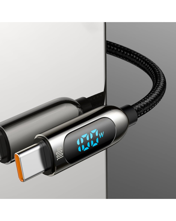 Baseus USB Type C - USB Type C cable 100 W (20 V | 5 A) 1 m Power Delivery with display screen power meter white (CATSK-B06)