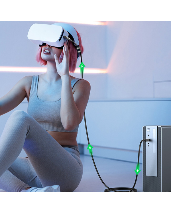 Ugreen angled cable USB Type C - USB Type C for charging 60W | data transmission with VR goggles support (e.g. Oculus Quest 2) 5m black (US551)