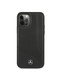 MEHCP12LCDOBK Mercedes Perforated Leather Hard Case for iPhone 12 Pro Max 6.7 Black