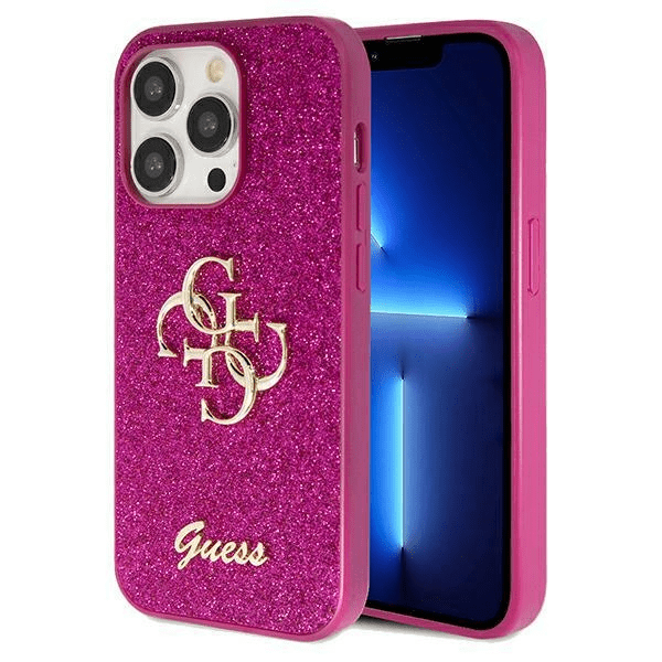Guess GUHCP15XHG4SGU iPhone 15 Pro Max 6.7" фиолетовый жесткий чехол Glitter Script Big 4G
