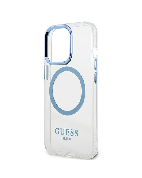 Guess GUHMP13XHTRMB iPhone 13 Pro Max 6,7" niebieski|blue hard case Metal Outline Magsafe