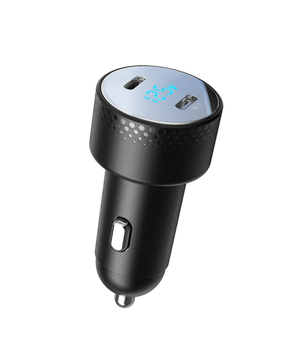 Car charger 2x USB C 70W with LED display Joyroom JR-CCD02 - black