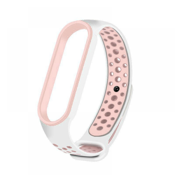 Fusion dots ремешок для часов Xiaomi Mi Band 5 / Mi Band 6 розовый белый