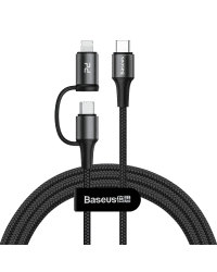 Baseus Twins 2in1 USB Typ C PD - USB Typ C Power Delivery (60W 20V 3A) + Lightning (9V 2A) cable 1m black (CATLYW-H01)