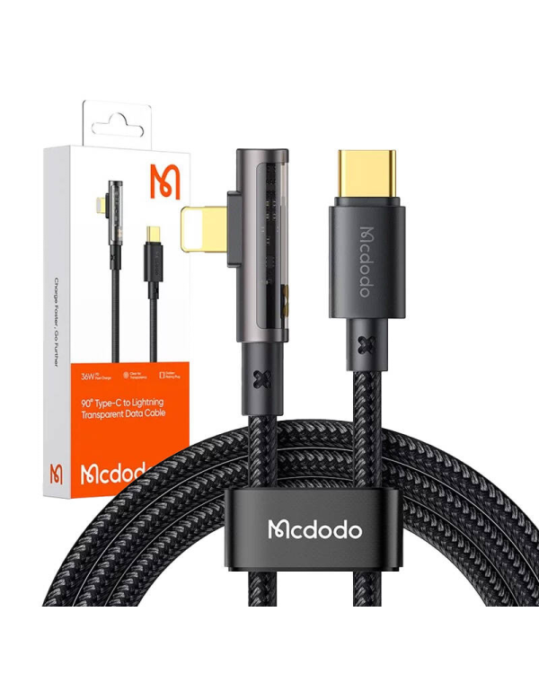 McDodo CA-3390 36W 1.2m USB-C to Lightning angle cable (black)