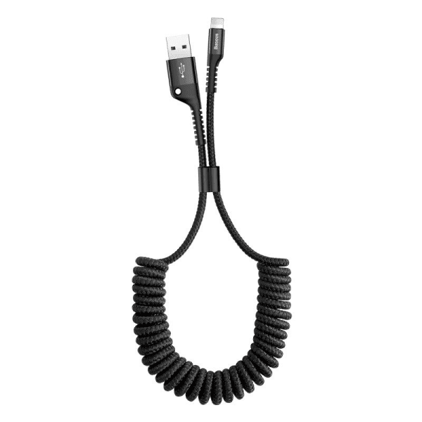 Обложка книги «Baseus Fish Eye Spring Data Cable with Nylon Wire USB / Lightning 1M 2A black (CALSR-01)»