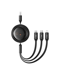 Fast Charging Cable 3in1 Baseus Free2Draw, USB to micro USB+USB-C+Lightning, 3.5A, 1.1m (black)