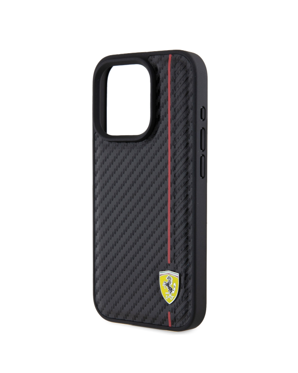 Дополнительное изображение книги «Ferrari PU Leather Carbon Vertical Red Line Case for iPhone 15 Pro Black»