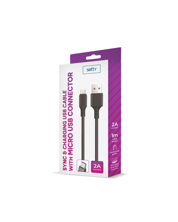 Кабель Setty USB - microUSB 1,0 м 2A черный 