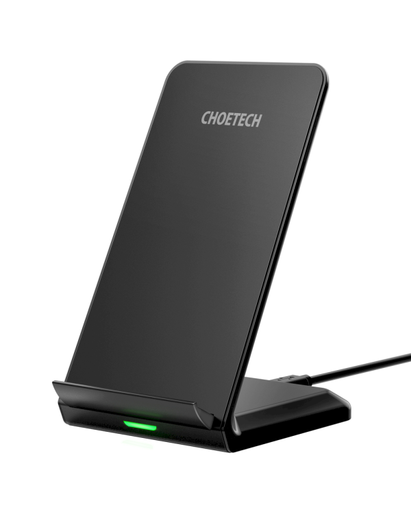 Choetech two-coil fast wireless charger 15W stand black + 1.2m micro USB cable (T524-F)