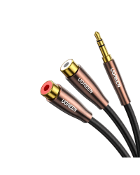 Ugreen 3,5 mm mini jack - 2xRCA (female) aucio cable 25 cm black (AV194 50129)