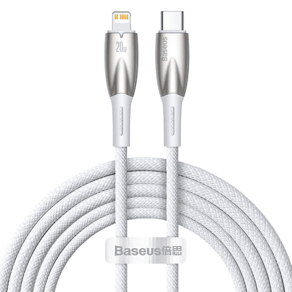 USB-C cable for Lightning Baseus Glimmer Series, 20W, 2m (White)