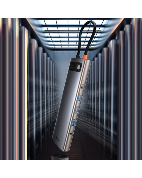 Дополнительное изображение книги «Концентратор 11in1 Baseus Metal Gleam Series, USB-C - 3x USB 3.0 + 2x HDMI + USB-C PD + Ethernet RJ45 + microSD|SD + VGA + AUX»