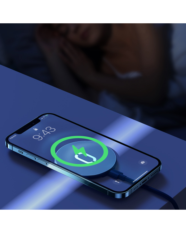 Joyroom wireless Qi charger 15 W for iPhone (MagSafe compatible) + USB Type C cable blue (JR-A28)