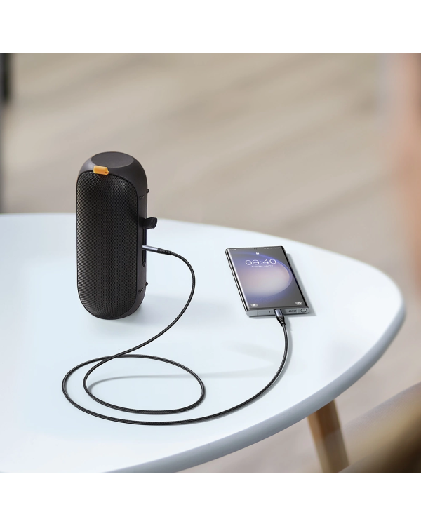 Joyroom стерео аудио кабель AUX 3,5 мм миниджек - USB-C для телефона 1,2 м черный (SY-A07)