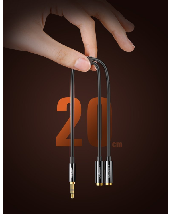Дополнительное изображение книги «Ugreen cable 3.5 mm headphone splitter mini jack AUX 25cm black (20816)»
