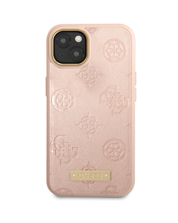Guess GUHMP14SSAPSTP iPhone 14 6,1" розовый жесткий чехол Peony Logo Plate MagSafe