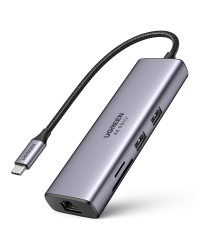 Ugreen 6in1 multifunctional USB Type C HUB - 2x USB 3.2 Gen 1 / HDMI 4K 60Hz / SD and TF memory card reader / USB Type C PD 100W / RJ45 1000Mbps (1Gbps) gray (60515 CM512)