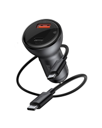 Baseus car charger USB / USB Type C 45 W 5 A SCP Quick Charge 4.0+ Power Delivery 3.0 LCD display + USB Typ C - USB Typ C cable black (TZCCBX-C0G)