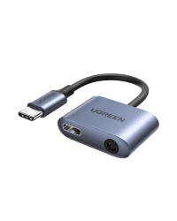 Ugreen audio adapter USB Type C (male) - USB Type C PD QC (female) + 3.5mm mini jack (female) gray (CM231)