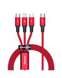 Baseus Rapid 3in1 USB Typ C - USB Typ C / Lightning / micro USB cable 20 W 1,5 m red (CAMLT-SC09)