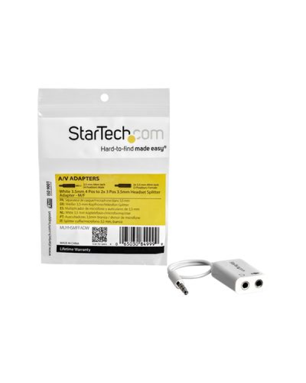 StarTech.com 4 Position Microphone and Headphone Splitter 3.5 mm 4 Pin | 4 Pole Mic and Audio Combo Splitter Cable (MUYHSMFFADW) - разветвитель для гарнитуры - 15.25 cm