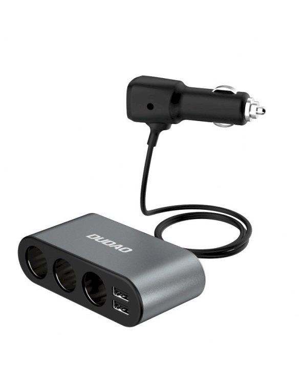 Dudao car charger 2x USB / 3x cigarette lighter splitter black (R1Pro black)