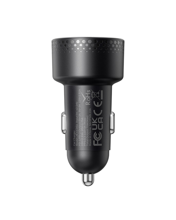 Car charger 2x USB C 70W with LED display Joyroom JR-CCD02 - black