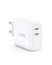 Ugreen szybka ładowarka sieciowa 2x USB Typ C 36 W Quick Charge 4.0 Power Delivery SCP FCP AFC biały (70264 CD199)