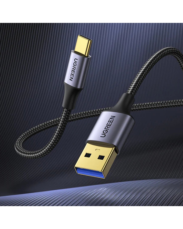 Дополнительное изображение книги «Ugreen US187 USB3.0 A|M to USB-C|M 2M Cable with Dark Gray Aluminum Sheath Black»