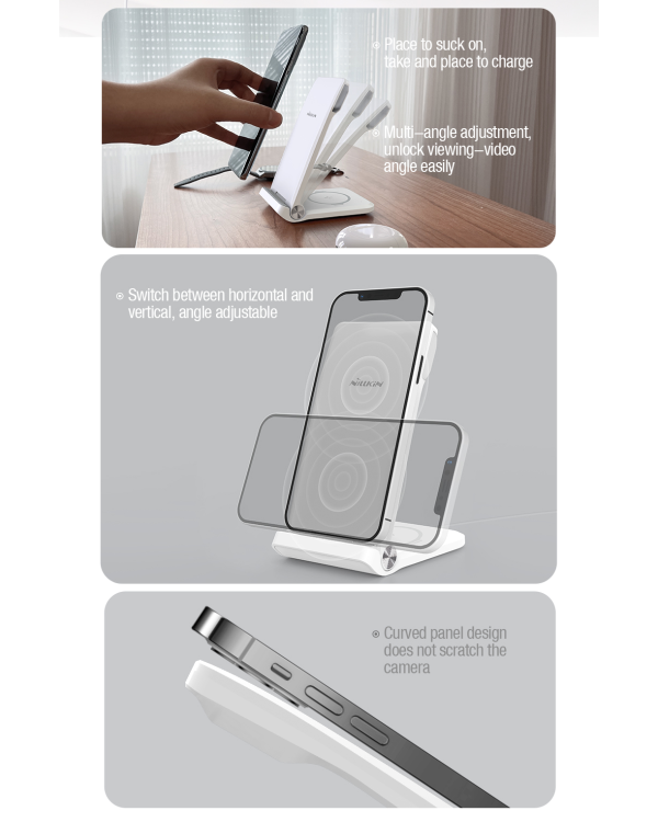 Беспроводное зарядное устройство Nillkin PowerTrio 3in1 для Apple Watch White (MFI)