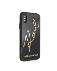 KLHCPXDLKSBK Karl Lagerfeld Tempered Glass Signature Case for iPhone X/XS Black