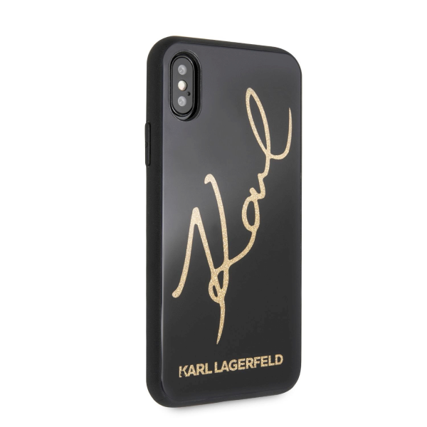 Обложка книги «KLHCPXDLKSBK Karl Lagerfeld Tempered Glass Signature Case for iPhone X/XS Black»