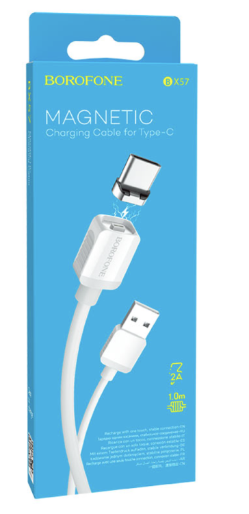 Кабель Borofone Magnetic BX57 USB-C 100см белый