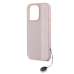 Karl Lagerfeld PU Saffiano Rhinestone Charm Case for iPhone 14 Pro Pink