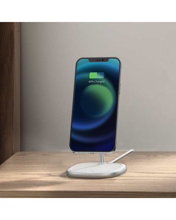 Baseus Swan MagSafe Magnetic Stand with Wireless Charger for iPhone 12 (white)